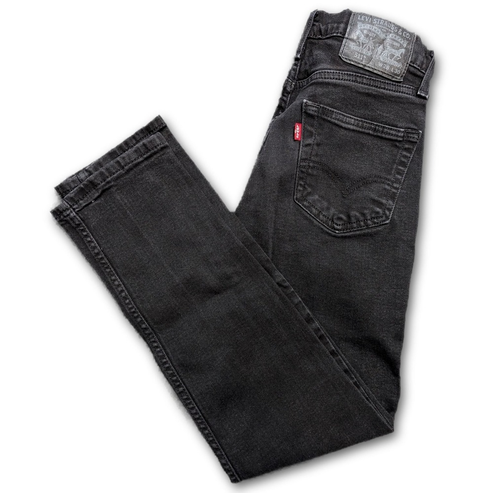 Levis Mens 28x30 Jeans 511 Black Slim Denim Stretch Dark Wash 04511-1907